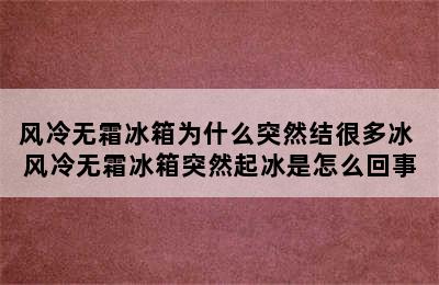 风冷无霜冰箱为什么突然结很多冰 风冷无霜冰箱突然起冰是怎么回事